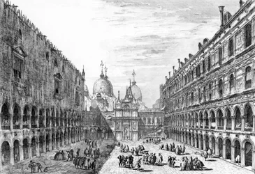 Veduta di San Marco, Venezia dal cortile di Palazzo Ducale, 1741